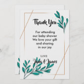 グリーンリーフローラゴールド葉フォイル感謝していズユー 招待状 (正面/裏面)