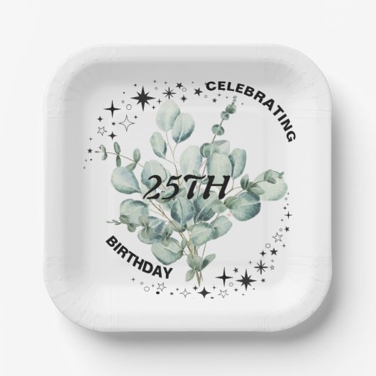 グリーンリーフローラスカイスター誕生祝い ペーパープレート (正面)