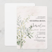 グリーンリーフローラスペインの結婚式招待状 招待状 (正面/裏面)