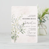 グリーンリーフローラスペインの結婚式招待状 招待状 (スタンド正面)