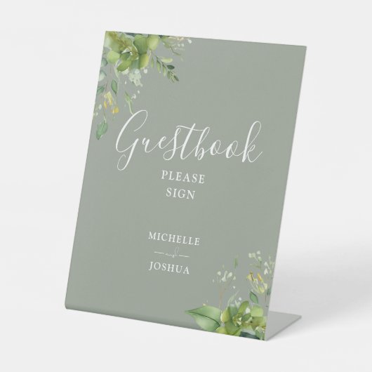 グリーンリーフローラセージグリーンゲストブック 台座サイン (正面)