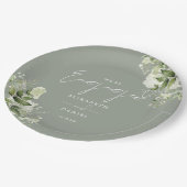 グリーンリーフローラセージグリーン婚約パーティ ペーパープレート (アングル)