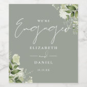 グリーンリーフローラセージグリーン婚約パーティ ワインラベル (シングルラベル)