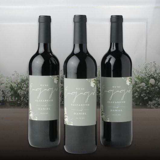 グリーンリーフローラセージグリーン婚約パーティ ワインラベル