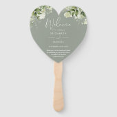 グリーンリーフローラセージグリーン結婚式 プログラムハート ハンドファン (正面)