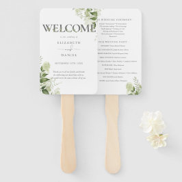 グリーンリーフローラタイポグラフィ結婚式 プログラム ハンドファン