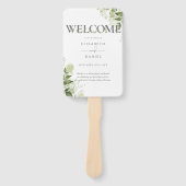 グリーンリーフローラタイポグラフィ結婚式 プログラム ハンドファン (正面)