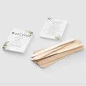 グリーンリーフローラタイポグラフィ結婚式 プログラム ハンドファン (組立なし)