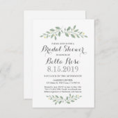 グリーンリーフローラミニマルブライダルシャワー招待状 招待状 (正面/裏面)