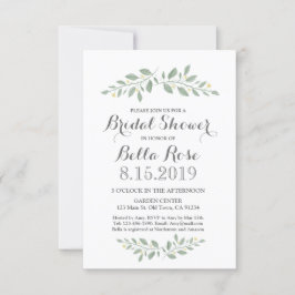 グリーンリーフローラミニマルブライダルシャワー招待状 招待状