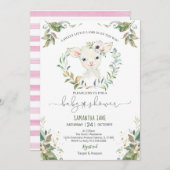 グリーンリーフローララムベビーシャワー招待状 招待状 (正面/裏面)