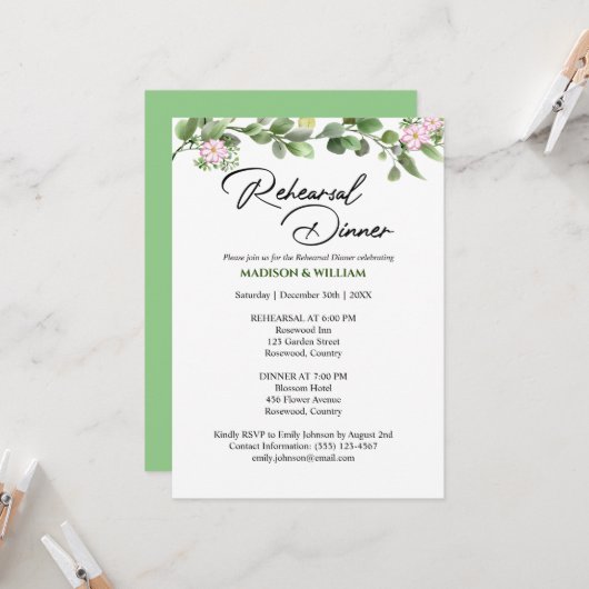 グリーンリーフローラリハーサルディナー招待状 招待状 (正面/裏面インサイチュ)