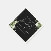 グリーンリーフローラ白黒ブライダル昼食会 スタンダードカクテルナプキン (角)