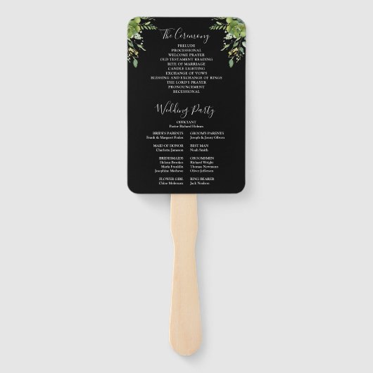 グリーンリーフローラ白黒結婚式 プログラム ハンドファン (裏面)