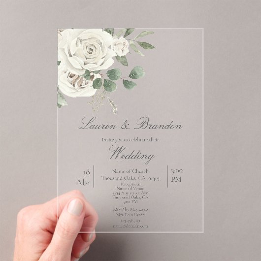 グリーンリーフローラ結婚アクリル アクリル招待状 (インサイチュ (ポータブル))
