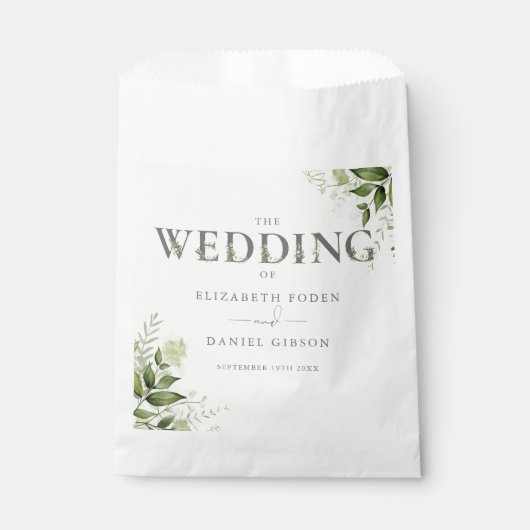 グリーンリーフローラ結婚タイポグラフィ フェイバーバッグ (正面)