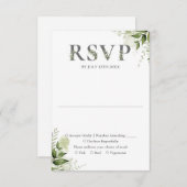 グリーンリーフローラ結婚タイポグラフィ 出欠カード (正面/裏面)