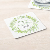 グリーンリーフローラ結婚リース スクエアペーパーコースター (アングル)