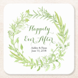 グリーンリーフローラ結婚リース スクエアペーパーコースター