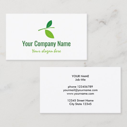 グリーンリーフ会社のロゴ名刺テンプレート 名刺 (正面/裏面)