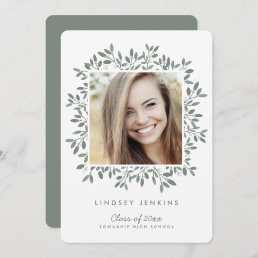 グリーンリーフ卒業写真 卒業パーティー招待状 招待状 (正面/裏面)