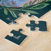 グリーンリーフ図解入りの、写真付きのリースフォトフレームホリデー ジグソーパズル (側面)