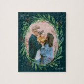 グリーンリーフ図解入りの、写真付きのリースフォトフレームホリデー ジグソーパズル (縦)