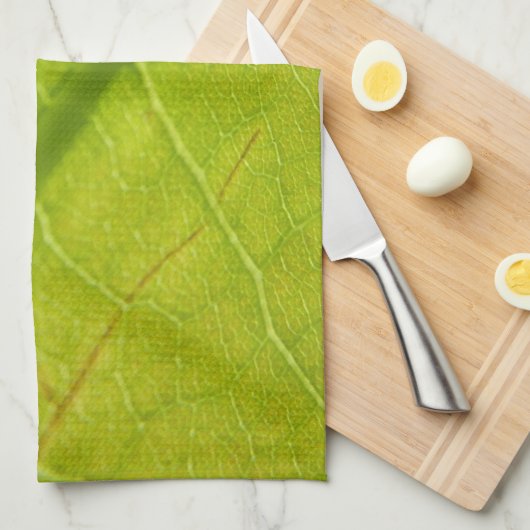 グリーンリーフ植物学自然撮影 キッチンタオル (四つ折り)