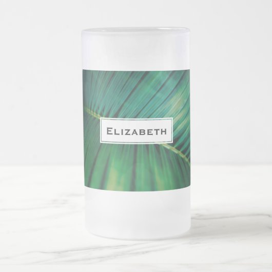 グリーンリーフ熱帯林自然写真 フロストグラスビールジョッキ (中央)