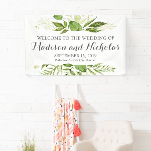 グリーンリーフ結婚のバナーの装飾素朴緑 横断幕 (インサイチュ)