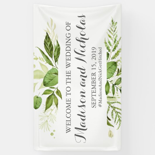 グリーンリーフ結婚のバナーの装飾素朴緑 横断幕 (縦)