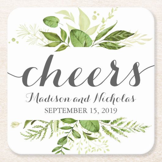 グリーンリーフ結婚の紙コースター素朴ズ スクエアペーパーコースター (正面)