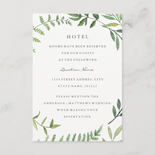 グリーンリーフ結婚ズホテルアコモデーション エンクロージャーカード (正面)