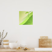 グリーンリーフ背景ポスター ポスター (キッチン)