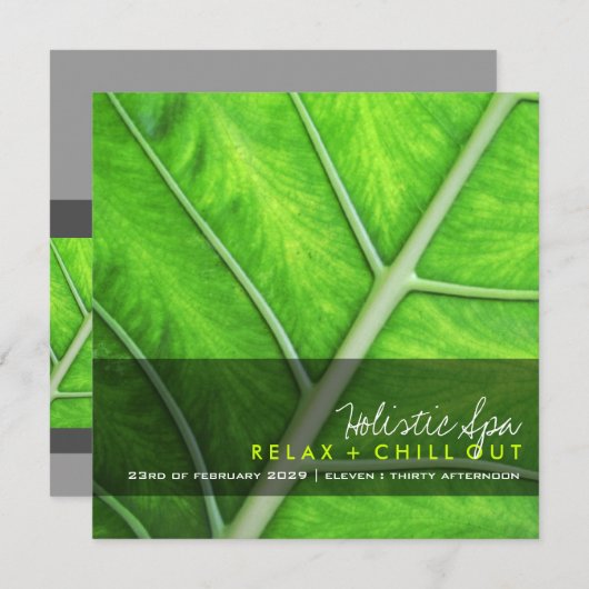 グリーンリーフ自然ホリスティックスパフォトパーティー招待状 招待状 (正面/裏面)