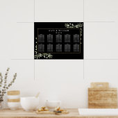 グリーンリーフ ウォーターカラー ウェディング シーティングチャート ポスター (キッチン)