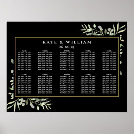 グリーンリーフ ウォーターカラー ウェディング シーティングチャート ポスター