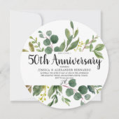 グリーンリーフ・ウォーターカラー 50周年結婚記念日 招待状 (正面)