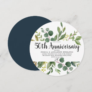 グリーンリーフ・ウォーターカラー 50周年結婚記念日 招待状