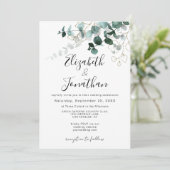 グリーンリーフ ゴールド ドローイング エメラルド フォリアージュ ウェディング 招待状 (スタンド正面)