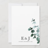 グリーンリーフ ゴールド ドローイング エメラルド フォリアージュ ウェディング 招待状 (裏面)