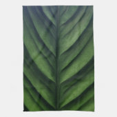 グリーンリーフ、バナナの葉、ストライプの折り畳み キッチンタオル (縦)