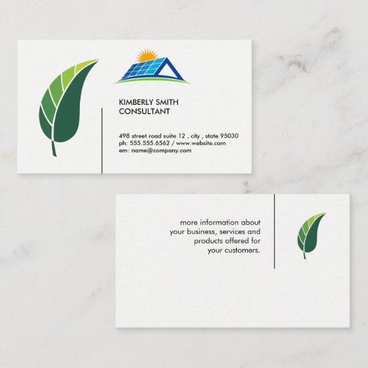 グリーンリーフ | パネル太陽の 名刺 (正面/裏面)