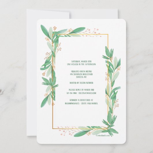 グリーンリーフ フォト招待状 招待状 (裏面)