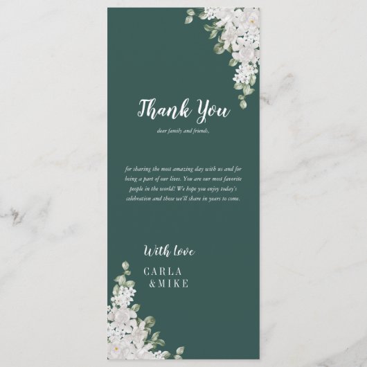 グリーンリーフ フローラル サンクス＆ウェディングメニュー プログラム (裏面)