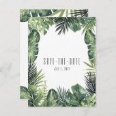 グリーンリーフ ボタニカル トロピカル セーブ・ザ・デート 案内ポストカード (正面/裏面)