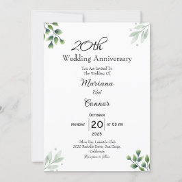 グリーンリーフ 結婚20周年記念 招待状