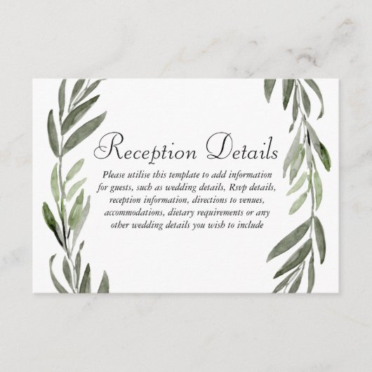 グリーンリーフ wreath ウェディング レセプション 詳細 エンクロージャーカード (正面)