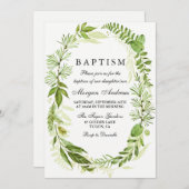 グリーンリーフ wreath 女の子 男の子 洗礼 説明会 招待状 (正面/裏面)