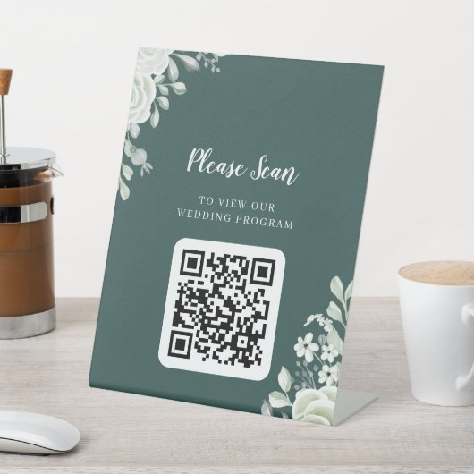 グリーンリーフQRコード結婚式 プログラム台座標識 台座サイン (インサイチュ)